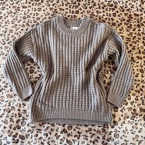 light brown boho waffle knit crewneck sweater